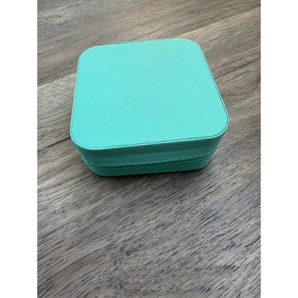 Mallory Travel Jewelry Case – Turquoise Compact Organizer w/ Ring Slots - Picture 3 of 9